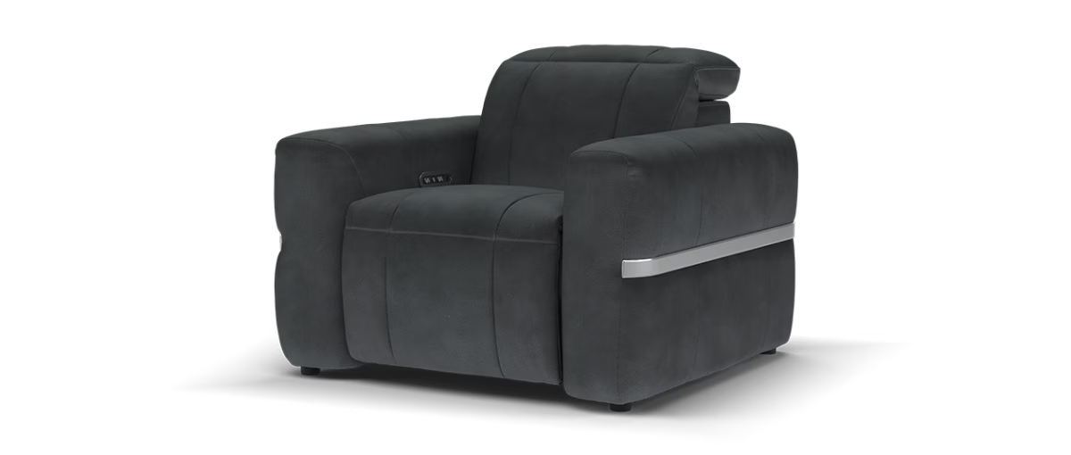 Sofology Lumiere Fabric Chair Power Recliner/Headrest in Lifestyle Flecked Anthracite