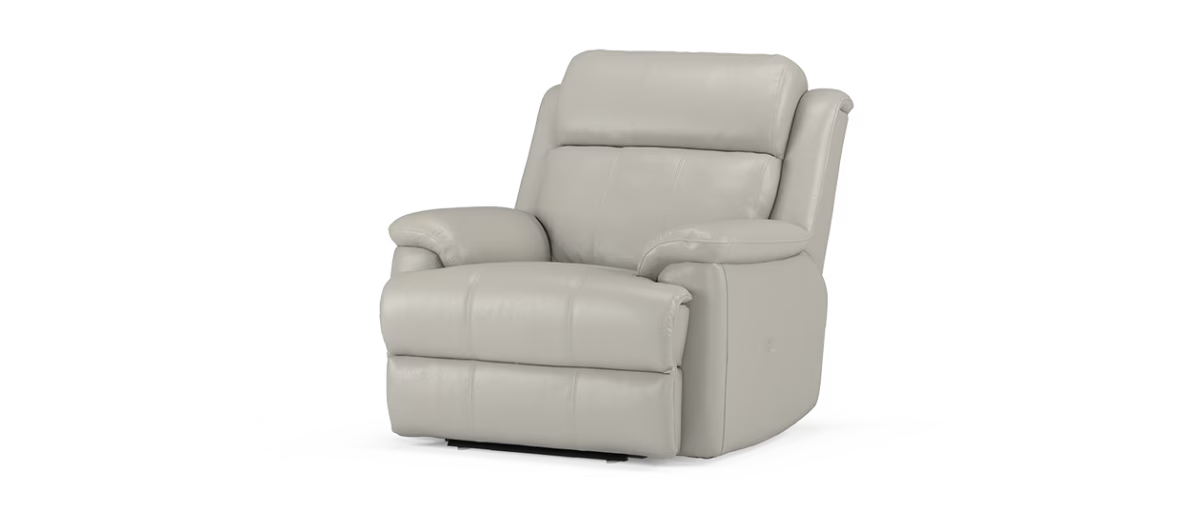 Sofology Gracie Leather Chair Power Recliner/Headrest Massage in Trusty Sheen Lead Grey