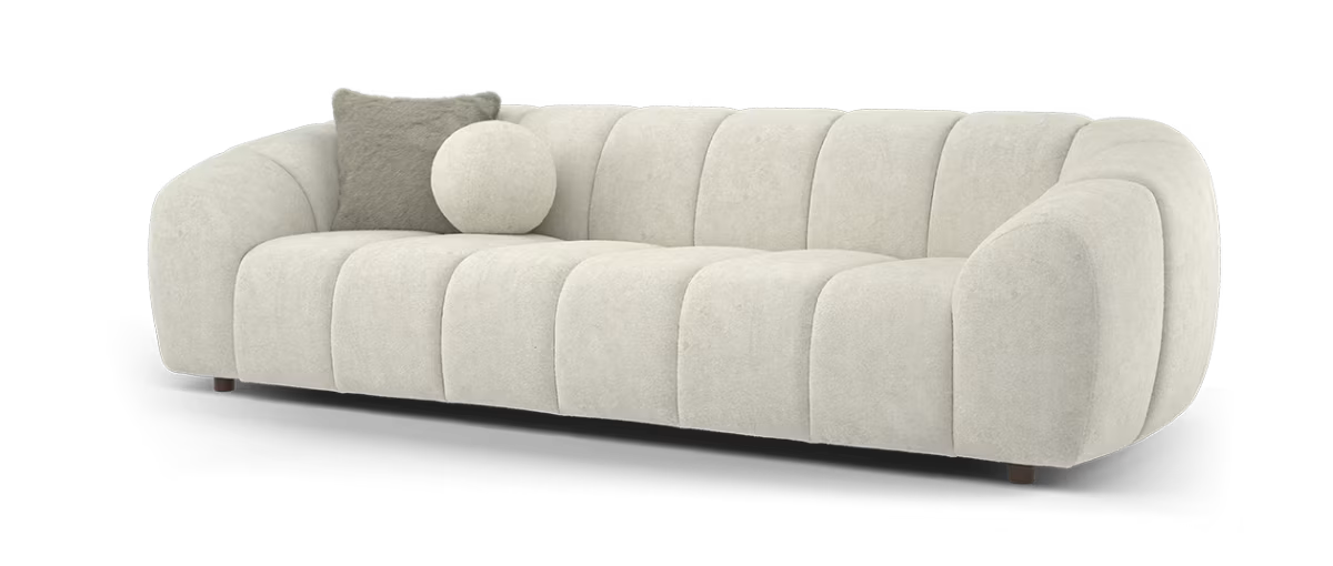 Sofology Waldorf Fabric 4 Seater in Soft Sherpa Natural Mix