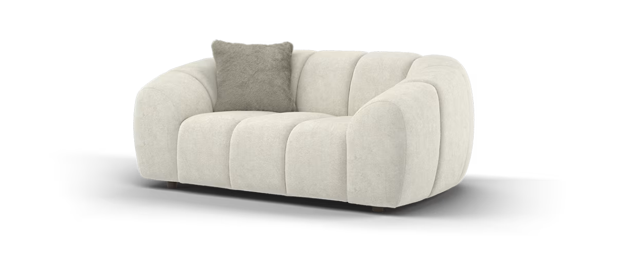 Sofology Waldorf Fabric Loveseat in Soft Sherpa Natural Mix