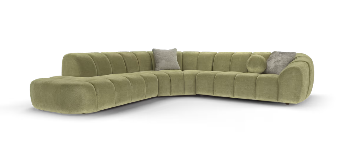 Sofology Waldorf Fabric Chaise 1.5 Corner 2 in Soft Chenille Olive Mix
