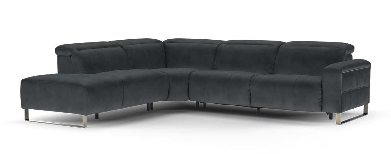 Sofology Marvella Chaise 1.5 Corner 3 Power Recliner  in Lifestyle Flecked Fabric Anthracite