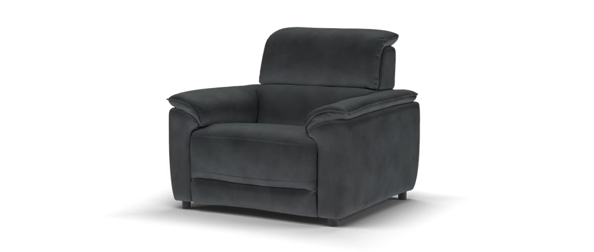 Sofology Hugo Fabric Chair Power Recliner/Headrest in Lifestyle Flecked Anthracite