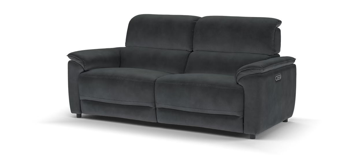 Sofology Hugo Fabric 2 Seater Power Recliner/Headrest in Lifestyle Flecked Anthracite