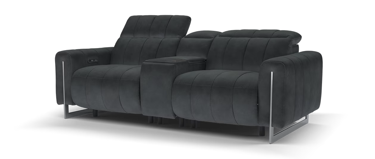 Sofology Paramount Fabric 2.5 Seater Console Power Recliner/Headrest Speakers in Lifestyle Flecked Anthracite