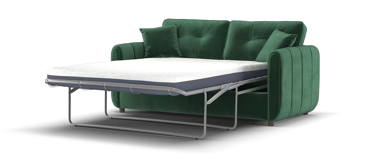 Sofology Islington Fabric 3 Seater Hypnos Deluxe Sofa Bed in Sleek Green