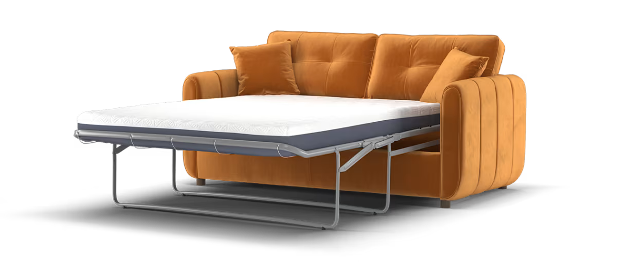 Sofology Islington Fabric 3 Seater Hybrid Pocket Sofa Bed in Sleek Tangerine