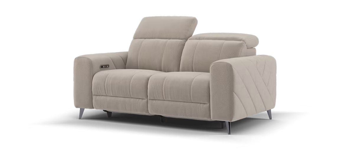 Sofology Allure Fabric 2 Seater Power Recliner/Headrest Speakers in Lifestyle Flecked Nutmeg