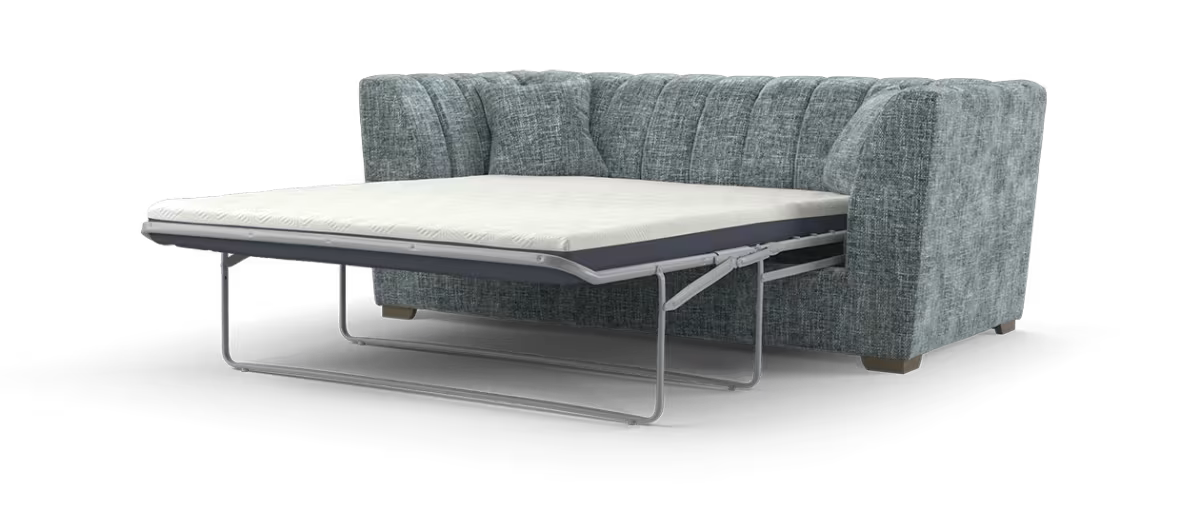 Sofology Downtown Fabric 3 Seater Sofabed Hybrid Pocket Mattress in Basketweave Chenille Slate