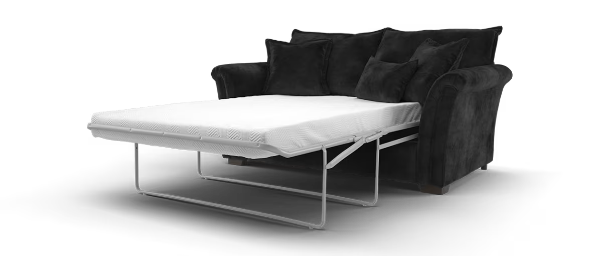 Sofology Beaumont Fabric 2 Seater Sofabed Foam Seats Zoned Memory Foam Mattress in  Soft Chenille Ebony