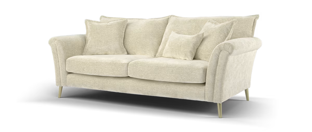 Sofology Beaumont Fabric 3 Seater Foam Seats in Linen Look Chenille Natural