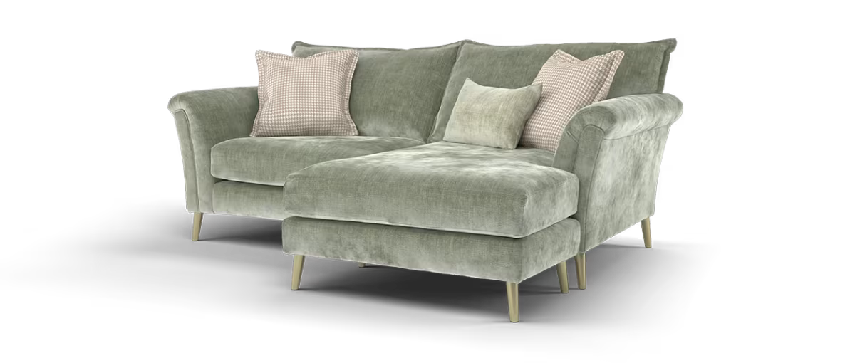 Sofology Beaumont Fabric 3 Seater Chaise Foam Seats in Luxury Chenille Sage Mix