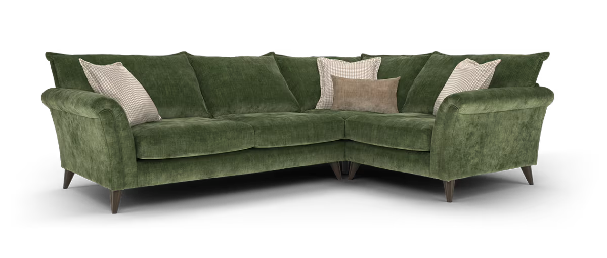 Sofology Beaumont Fabric 3 Corner 1 Foam Seats in Luxury Chenille Olive Mix