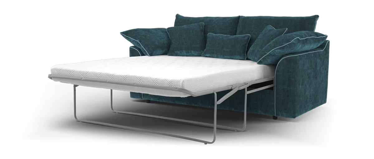Sofology Georgio Fabric 3 Seater Sofa Bed Feather Flex Interior in Luxe Chenille Teal Mix
