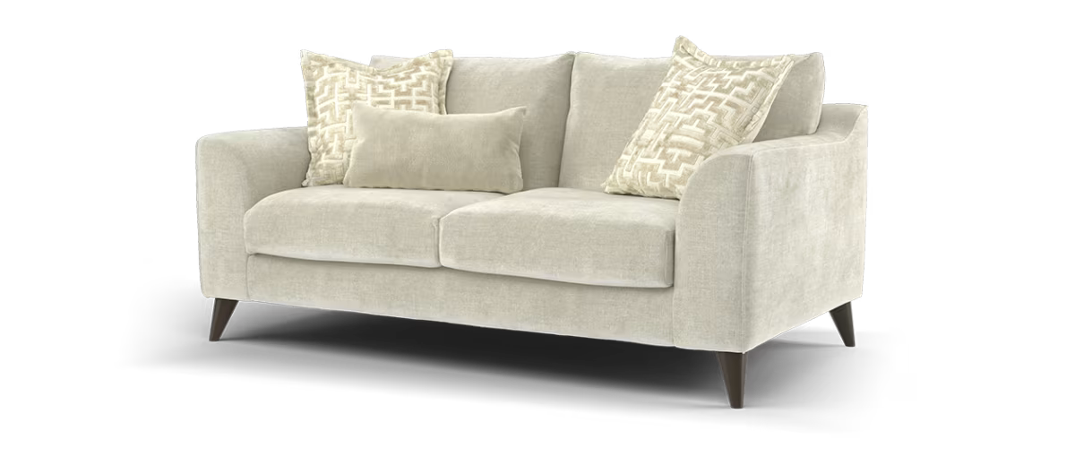 Sofology Mayfair Fabric 2 Seater Foam Seats in Soft Chenille Linen/Pearl Mix