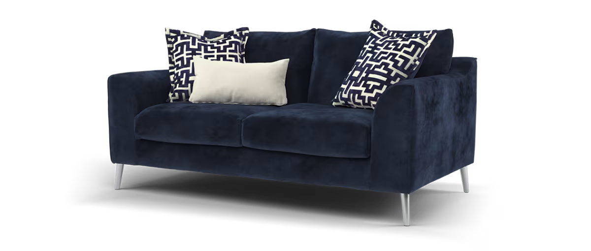 Sofology Mayfair Fabric 2 Seater Foam Seats in Soft Chenille Navy/Navy Mix