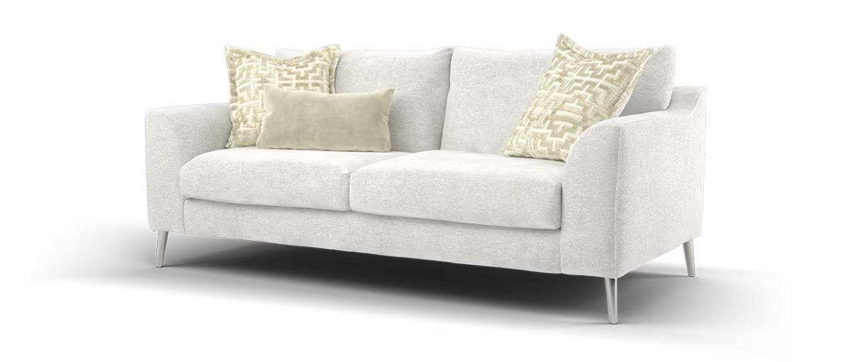 Sofology Mayfair Fabric 3 Seater Foam Seats in Linen Look Chenille Mist/Pearl Mix
