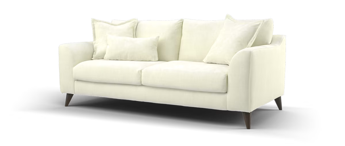 Sofology Mayfair Fabric 3 Seater Foam Seats in Soft Chenille Ivory