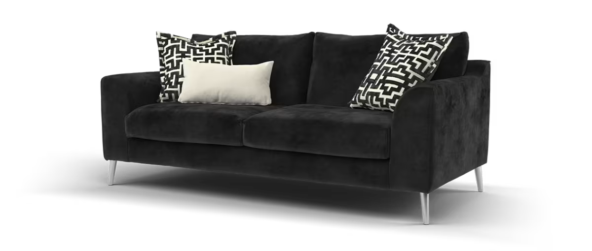 Sofology Mayfair Fabric 3 Seater Foam Seats in Soft Chenille Ebony/Black Mix