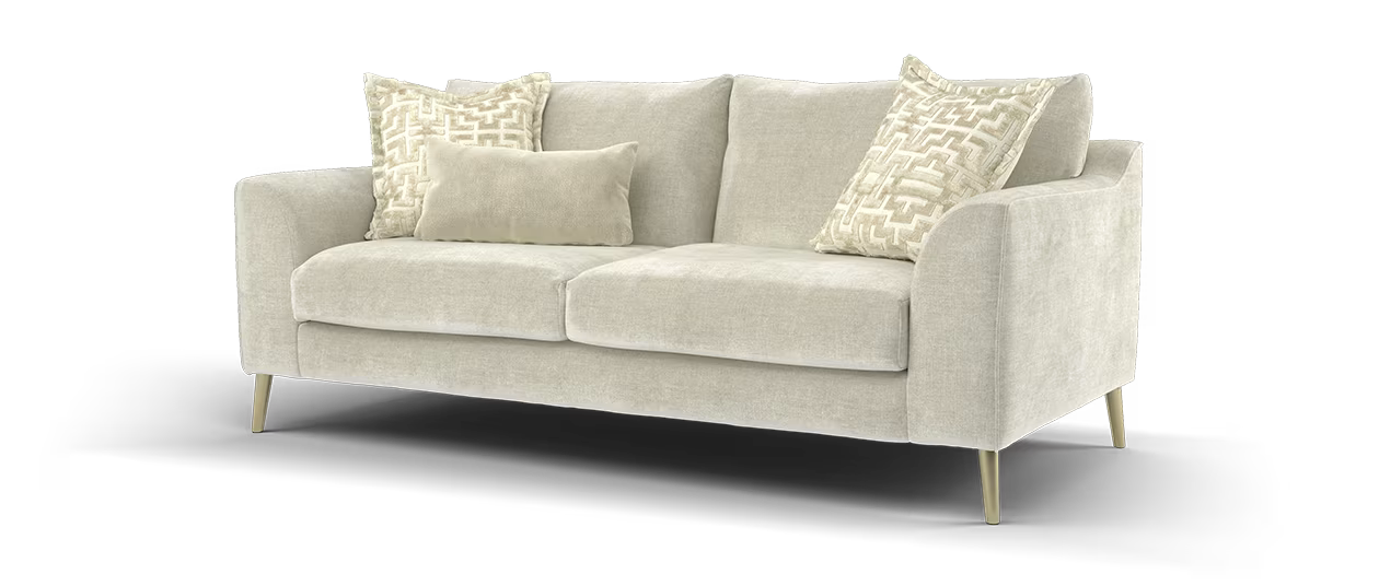 Sofology Mayfair Fabric 3 Seater Foam Seats in Soft Chenille Linen/Pearl Mix