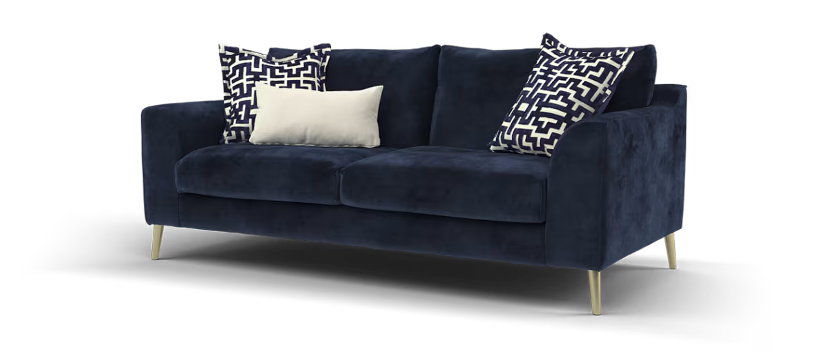 Sofology Mayfair Fabric 3 Seater Foam Seats in Soft Chenille Navy/Navy Mix