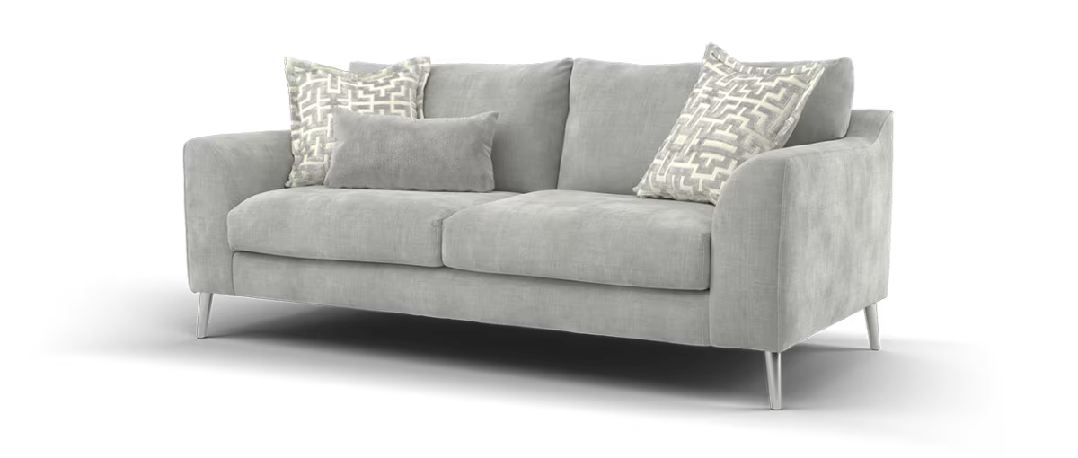 Sofology Mayfair Fabric 3 Seater Foam Seats in Soft Chenille Silver/Silver Mix