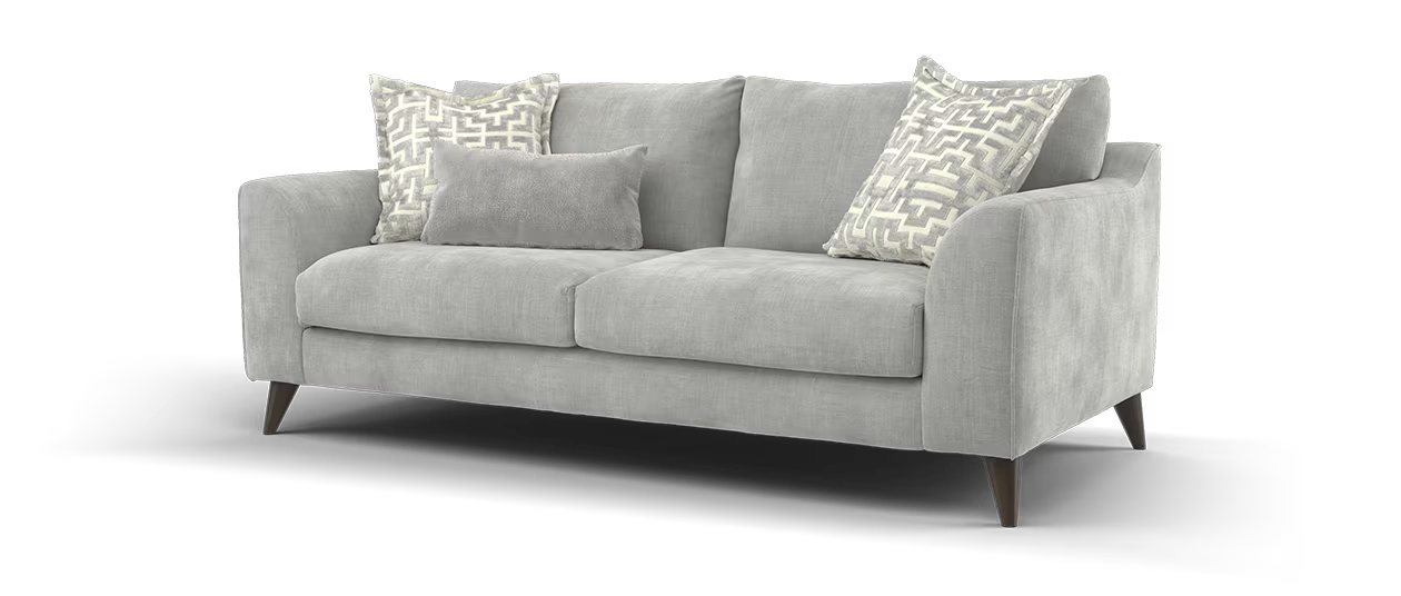 Sofology Mayfair Fabric 3 Seater Foam Seats in Soft Chenille Silver/Silver Mix