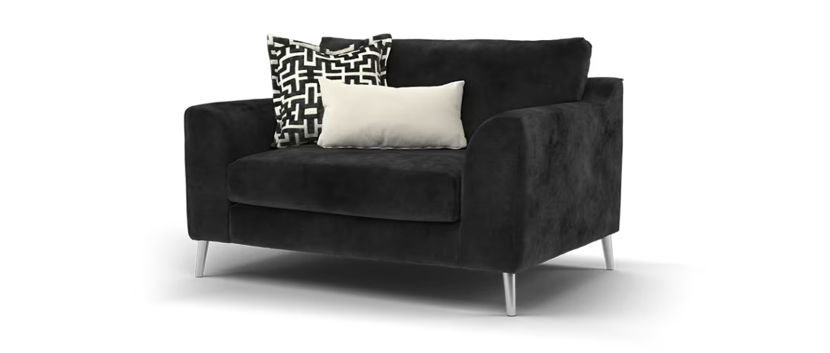 Sofology Mayfair Fabric Loveseat Foam Seat in Soft Chenille Ebony/Black Mix
