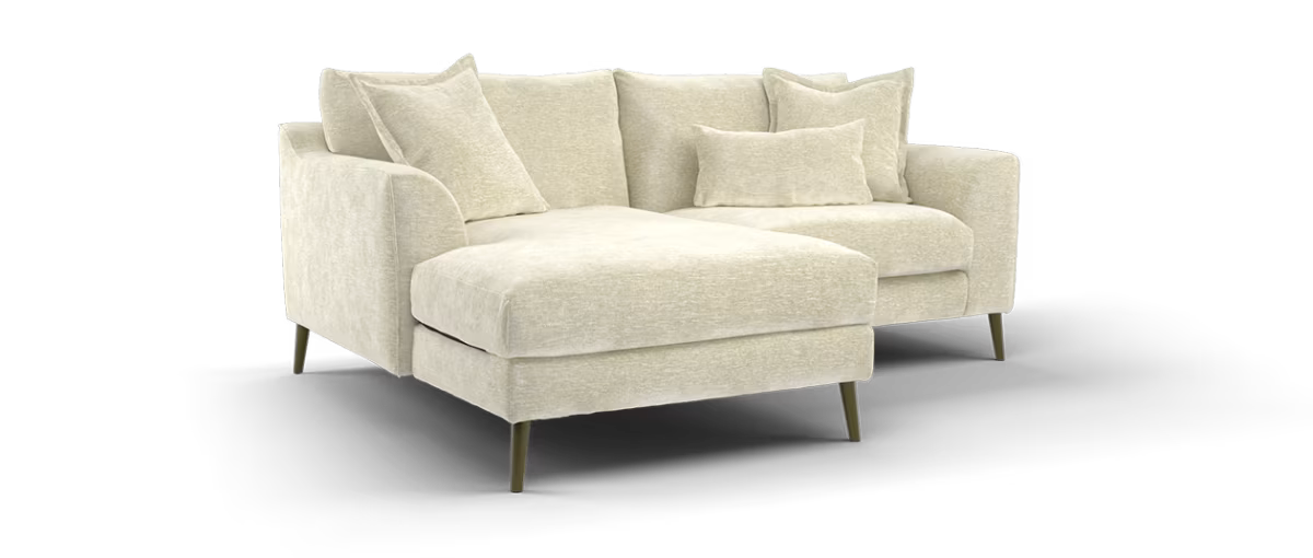 Sofology Mayfair Fabric Chaise 3 Seater Foam Seats in Linen Look Chenille Natural