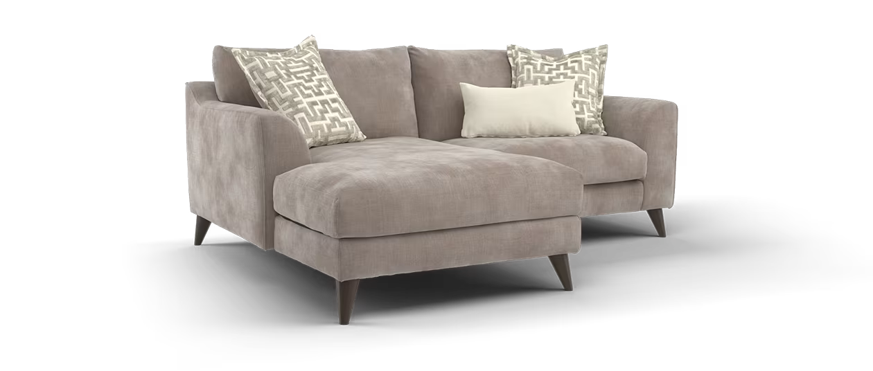 Sofology Mayfair Fabric Chaise 3 Seater Foam Seats in Soft Chenille Wicker/Pebble Mix