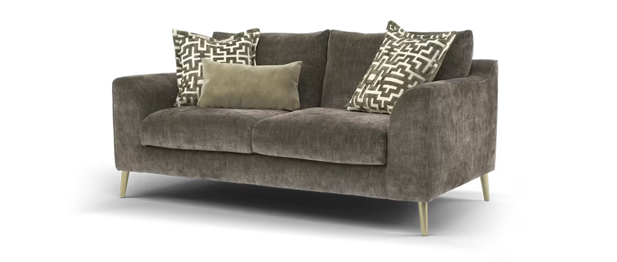 Sofology Mayfair Fabric 2 Seater Foam Seats in Luxury Chenille Truffle/Gold Mix