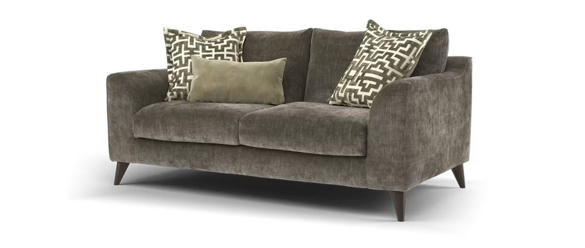 Sofology Mayfair Fabric 2 Seater Foam Seats in Luxury Chenille Truffle/Gold Mix