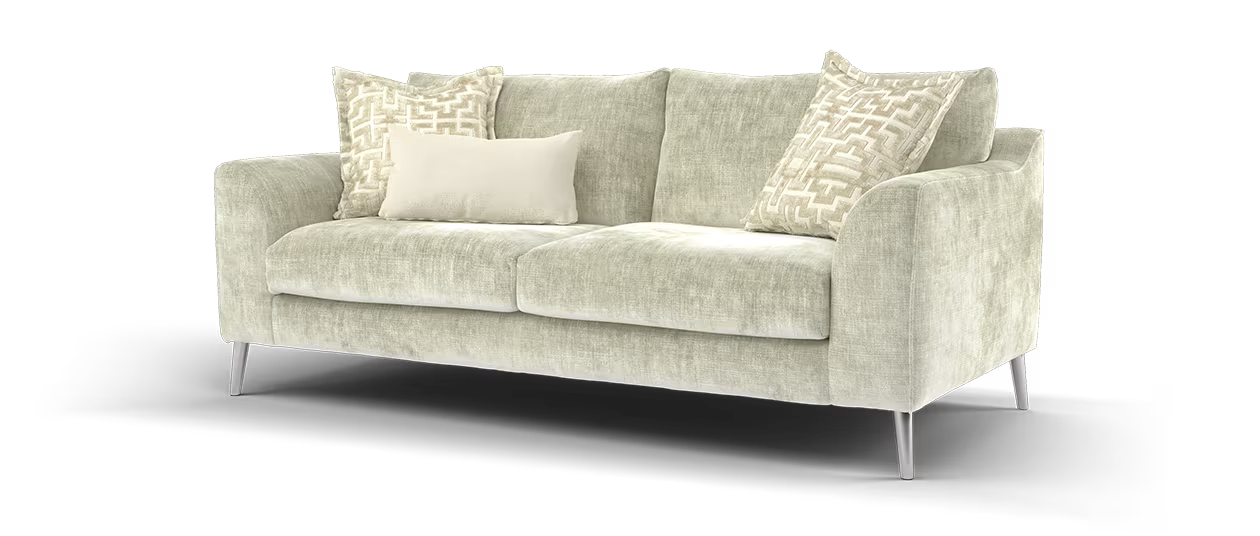 Sofology Mayfair Fabric 3 Seater Foam Seats in Linen/Pearl Mix