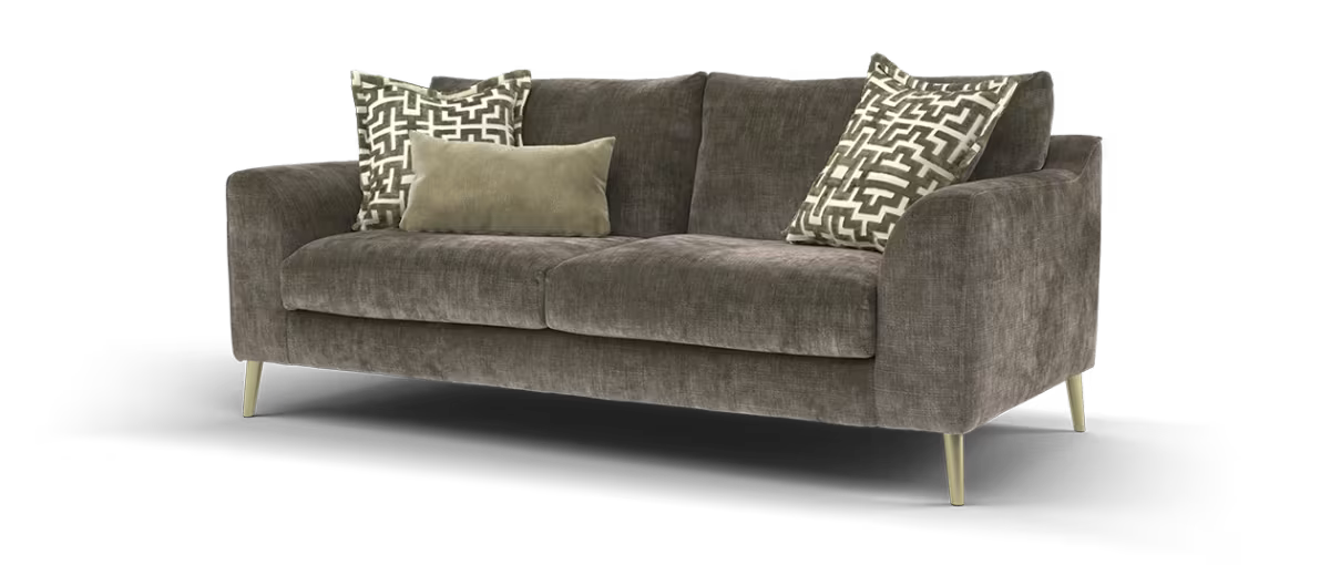 Sofology Mayfair Fabric 3 Seater Foam Seats in Luxury Chenille Truffle/Gold Mix