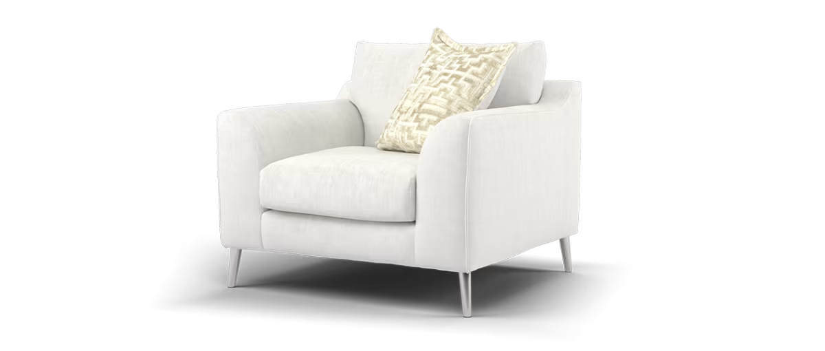 Sofology Mayfair Fabric Chair Foam Seat in Luxury Chenille Milk/Pearl Mix