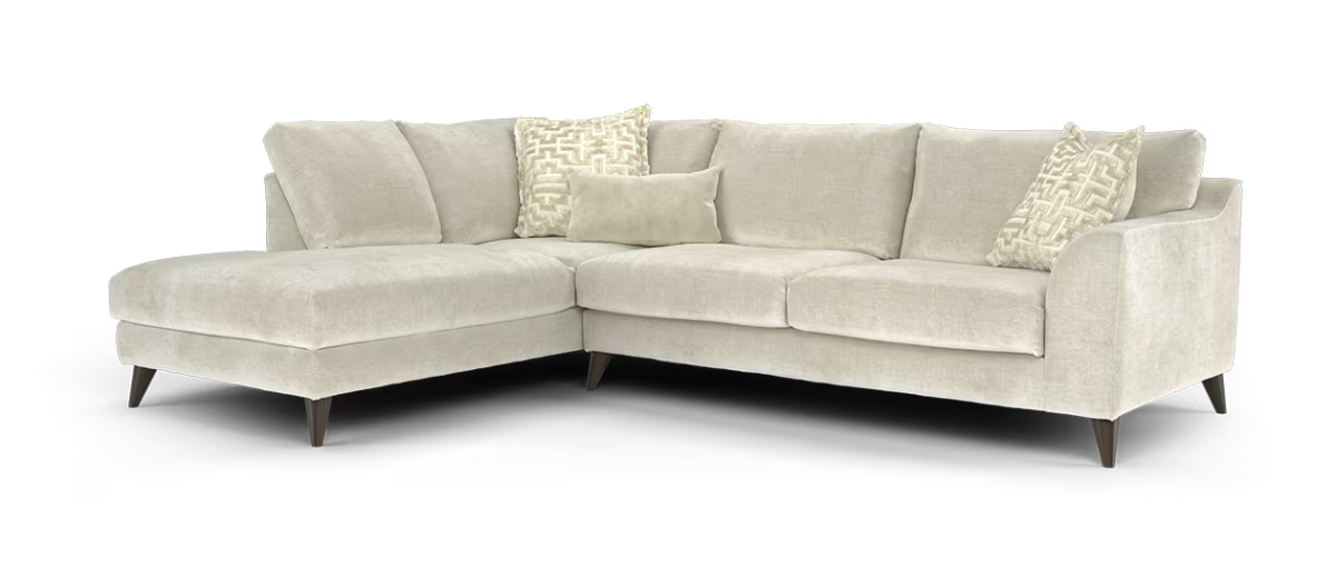 Sofology Mayfair Fabric Chaise 1 Corner 3 Foam Seats in Soft Chenille Linen/Pearl Mix