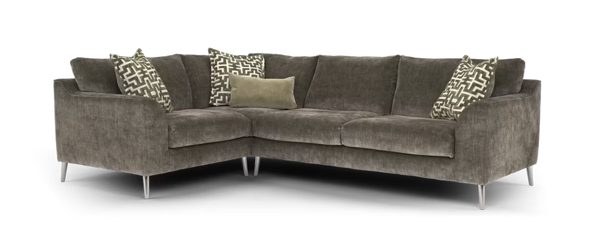 Sofology Mayfair Fabric 1 Corner 3 Foam Seats in Mayfair Luxury Chenille Truffle/Gold Mix