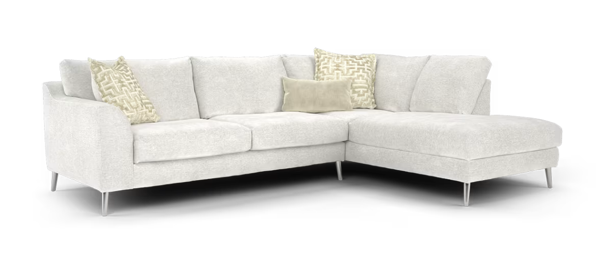 Sofology Mayfair Fabric 3 Corner 1 Chaise Foam Seats in Linen Look Chenille Mist/Pearl Mix