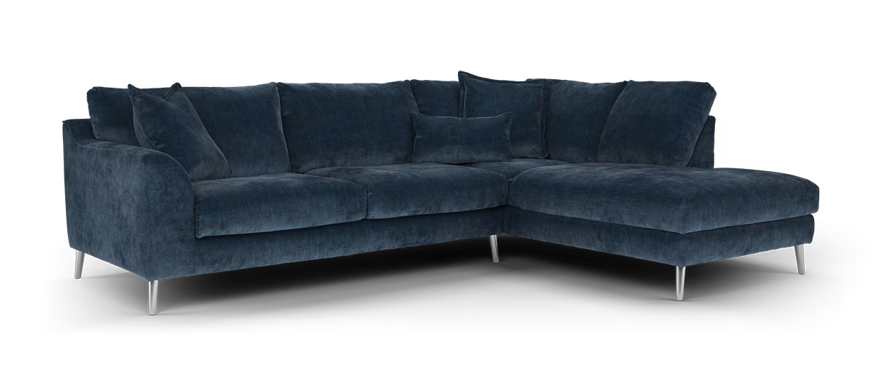 Sofology Mayfair 3 Corner 1 Chaise in  Luxury Chenille Navy All Over