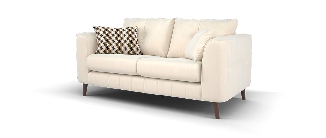 Sofology Remy 2 Seater in Super Matt Velvet Ecru Mix With Ecru Piping