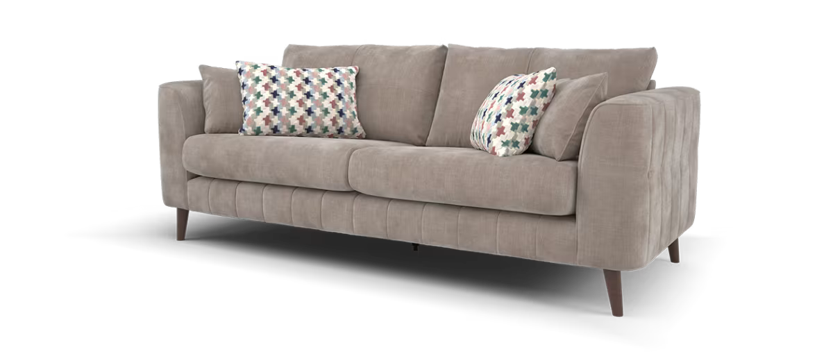 Sofology Remy Fabric 4 Seater in Soft Chenille Wicker Mix With Wicker Piping