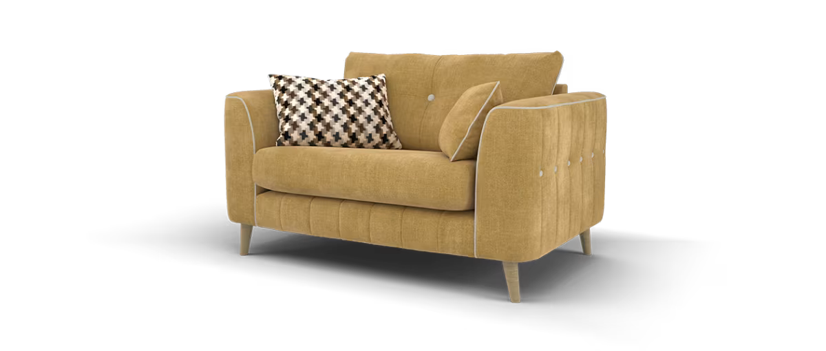 Sofology Remy Fabric Loveseat in Soft Chenille Almond Mix With Natural Contrast Piping