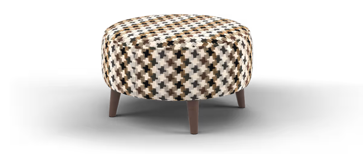 Sofology Remy Fabric Designer Round Footstool in Designer Fabric Chocolate