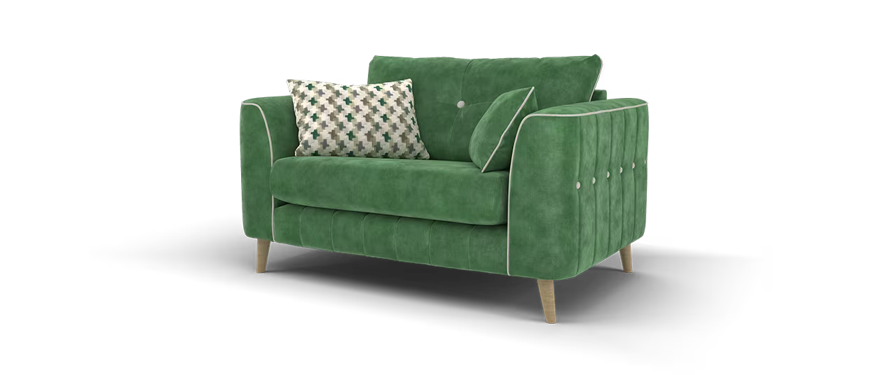 Sofology Remy Loveseat in Chenille Moss Mix With Natural Contrast Piping