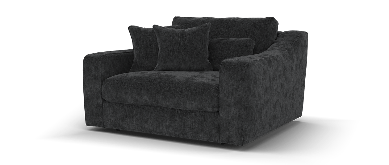 Sofology Bellagio Fabric Loveseat in Chunky Luxe Chenille Ebony All Over