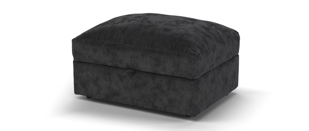 Sofology Bellagio Fabric Storage Feather Flex Footstool in Chunky Luxe Chenille Ebony