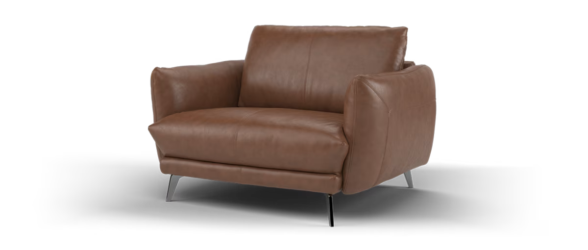 Sofology Adler Leather Loveseat in Relaxed Soft Brown