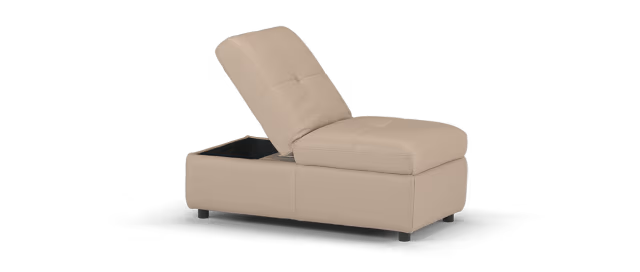 Sofology Sanctuary Leather Dual Storage Footstool in Trusty Embossed Mushroom