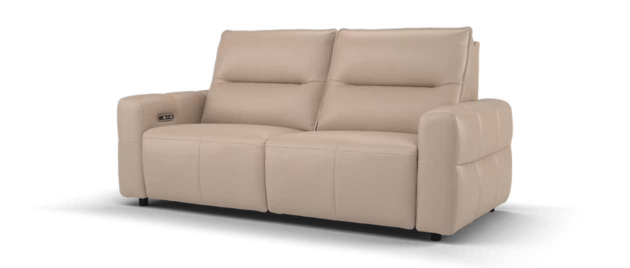 Sofology Sanctuary Leather 2.5 Seater Power Recliner/Headrest in Trusty Embossed Mushroom