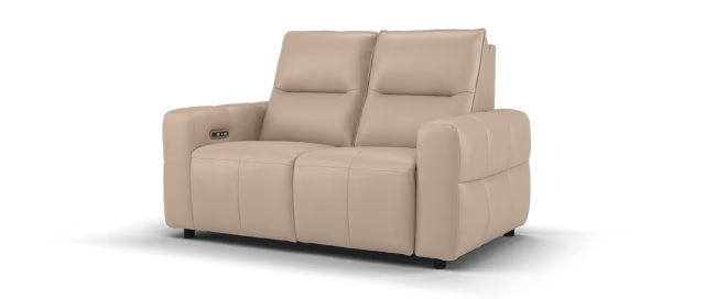 Sofology Sanctuary Leather 2 Seater Power Recliner/Headrest in Trusty Embossed Mushroom